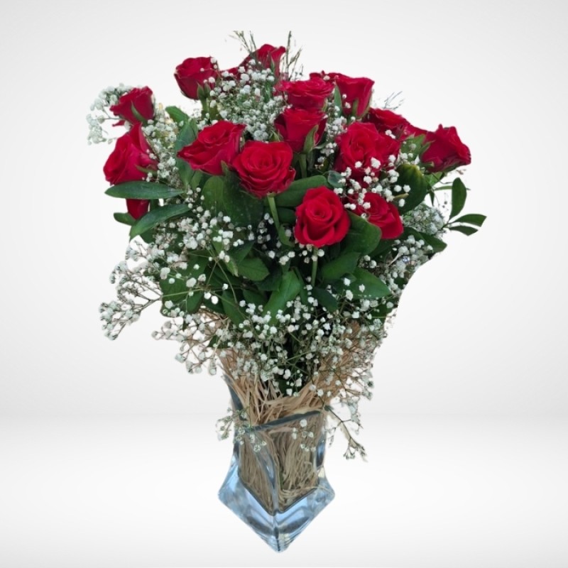 Vazoda 25 Adet Kırmızı Gül