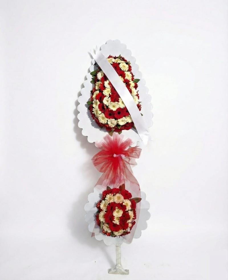 Kırmızı Beyaz Gerbera Sepet