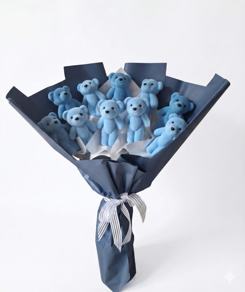 Mavi-Lacivert Ayıcık Buket